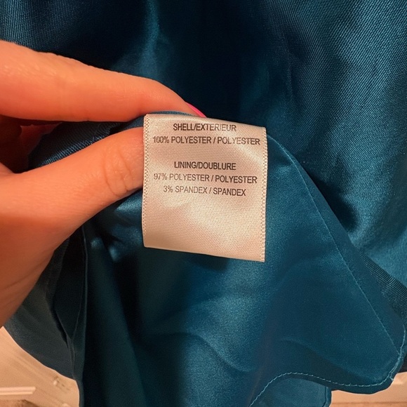 Teal Halter Top Cocktail Dress with Bow Back Size 10 EUC Wedding Guest - Picture 4 of 8
